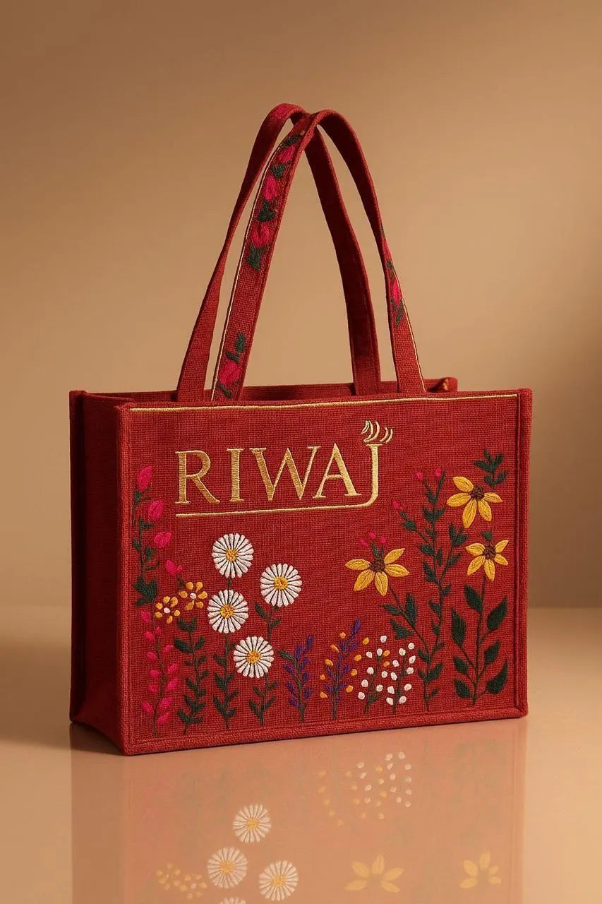 Chic Women's Multicolor Embroidered Canvas Tote Bag - 1 Pc