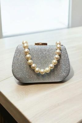 Exquisite Women's Fancy Clutch - 1 Pc in Silver and Golden