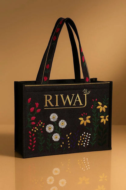 Chic Women's Multicolor Embroidered Canvas Tote Bag - 1 Pc