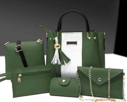 5 Pcs Women's Leather Plain Hand Bag Set