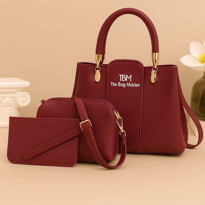 Women's Rexine Plain Hand Bag Set