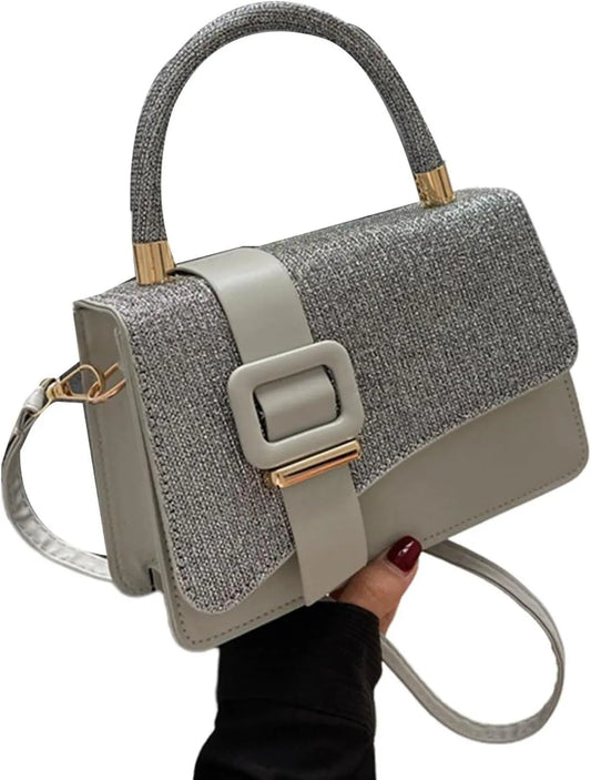Women's Grey Studded Crossbody Bag - 1 Pc